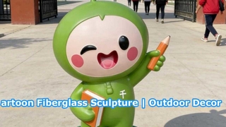Life Size Cartoon Mascot Fiberglass Sculpture | Weather Resistant Outdoor Decor for School, Park & M