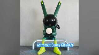 Astronaut Bunny Light Sculpture Unique Desk Art