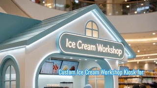 Charming Ice Cream Workshop Kiosk | Custom Mall Food Booth for Commercial Use