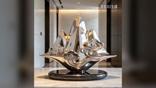 商業スペース用の高級ミラー金属彫刻カスタムアート装飾品