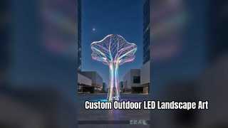 Hollow Stainless Steel LED Glowing Tree Sculpture Outdoor Landscape Public Art Installation