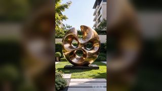 Two-Tone Stainless Steel Abstract Sculptures | Outdoor Public Landscape Art for Mall, Park 