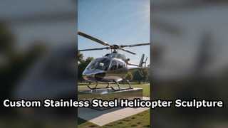 Custom Life Size Stainless Steel Helicopter Sculpture Outdoor Landscape Ornament