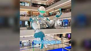Giant Cybernetic Sculpture Teal Joints Futuristic Art