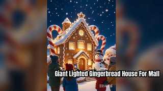  Oversized FRP Illuminated Gingerbread House with Santa & Snowman for Commercial Holiday Exhibition