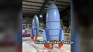 Large Blue Rocket Model for Decor