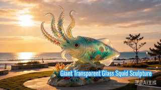 Custom Giant Transparent Resin Squid Sculpture LED Luminous Ocean Marine Animal Statue