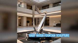 Musical Harp Water Curtain Fountain Art Installation