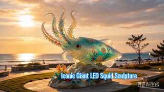 Giant LED Squid Sculpture for Coastal Tourism Projects