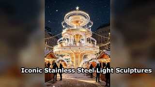 Custom Stainless Steel Sphere Light Sculpture Landmark