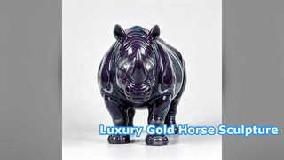 Luxury Marbled Gold Horse Sculpture for Commercial Spaces