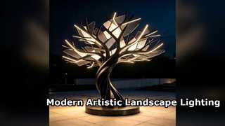 Modern Abstract Tree Sculpture Light for Luxury Landscapes