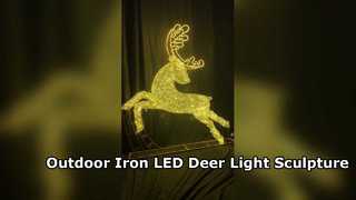 Scultura luminosa a forma di cervo a LED in ferro battuto | Illuminazione paesaggistica notturna per parchi e centri commerciali