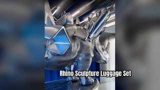 Rhino Sculpture Luggage Set Modern Decor