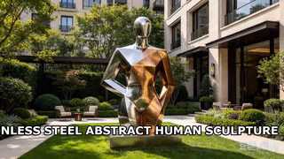 Two-Tone Stainless Steel Abstract Human Sculpture | Wear & High Temperature Resistant Metal Statue