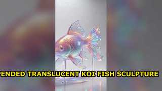 Dream Iridescent Luminous Glass Koi FRP Sculpture