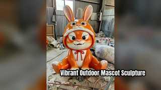 Cute Fiberglass Rabbit Sculpture for Public Spaces