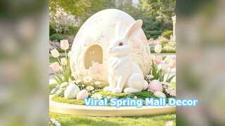 Custom Fiberglass Easter Bunny Mall Statue Spring Decor